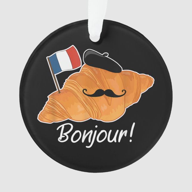 French Croissant Lover France Flag Francophile  Ornament (Front)