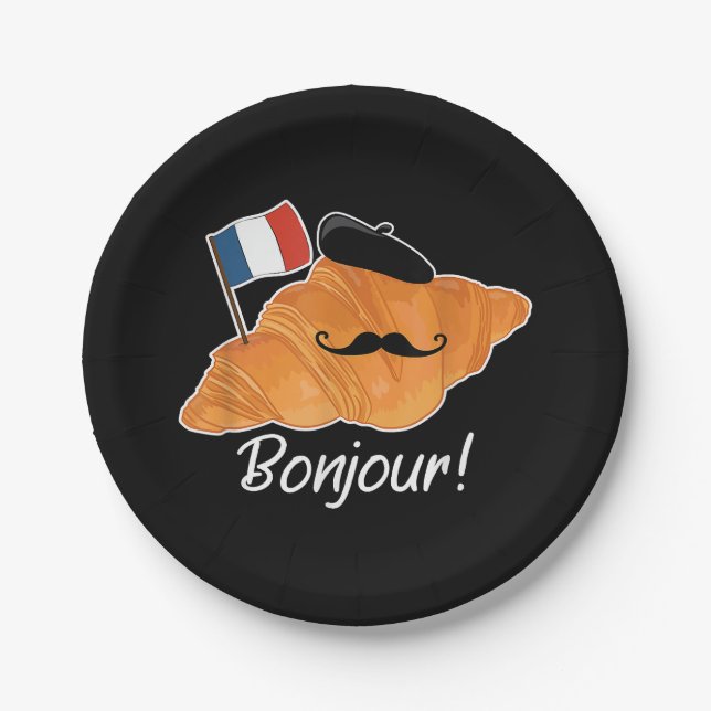 French Croissant Lover France Flag Francophile  Paper Plate (Front)