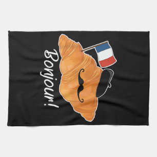 French Croissant Lover France Flag Francophile Tea Towel