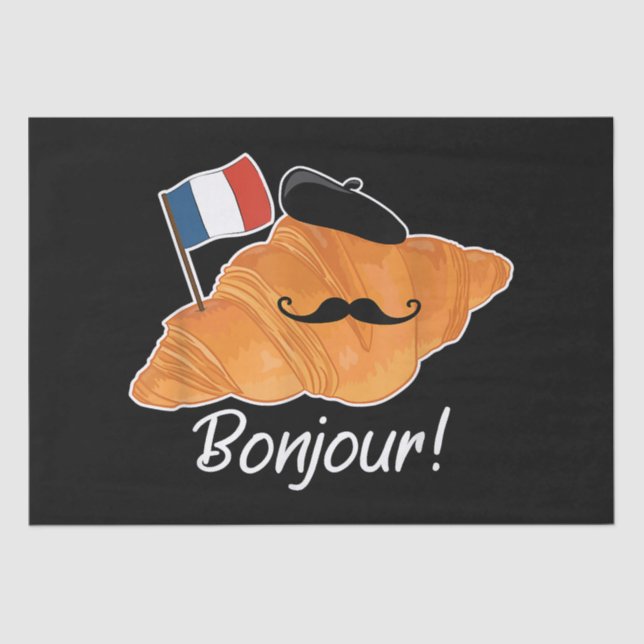 French Croissant Lover France Flag Francophile  Tissue Paper (Front)