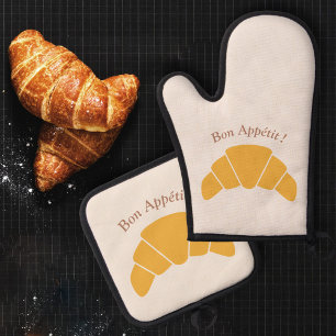 French Croissant Oven Mitt & Pot Holder Set