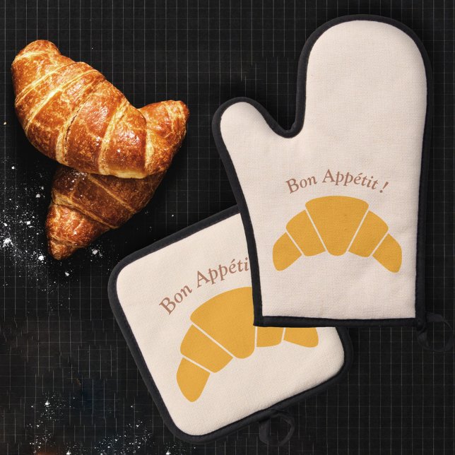 French Croissant Oven Mitt & Pot Holder Set (French Croissant Oven Mitt & Pot Holder Set)