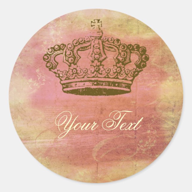 French Crown Stickers Labels Pink & Ivory (Front)