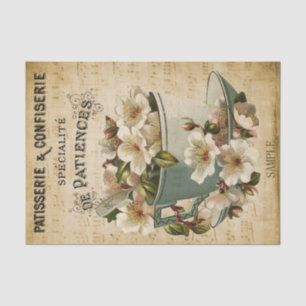 French Cup of Flowers Tissue Paper