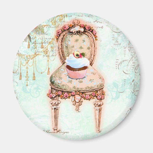 French Cupcake Victorian Style Magnet (Front)