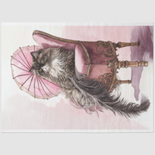 French Daisy the Cat Decoupage  Tissue Paper