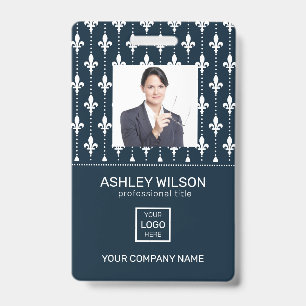 French Damask Photo Business ID Badge