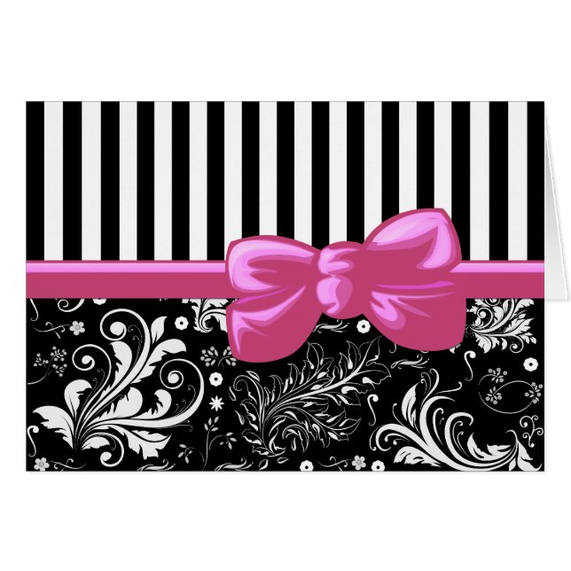 French Damask, Stripes, Lines, Black and White (Front Horizontal)