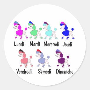 French Days of the Week Classic Round Sticker