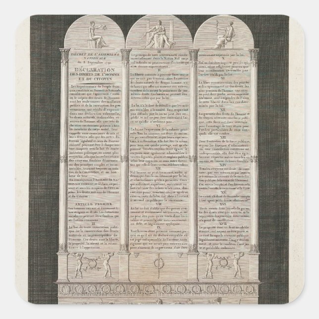 French Declaration of the Rights of Man Square Sticker (Front)