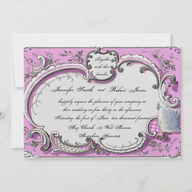 French Deco Frame Posh Wedding Invitation (Front)