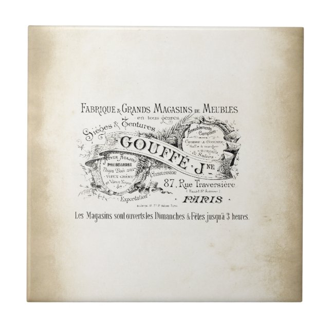 French Department Store Sign Ceramic Tile (Front)