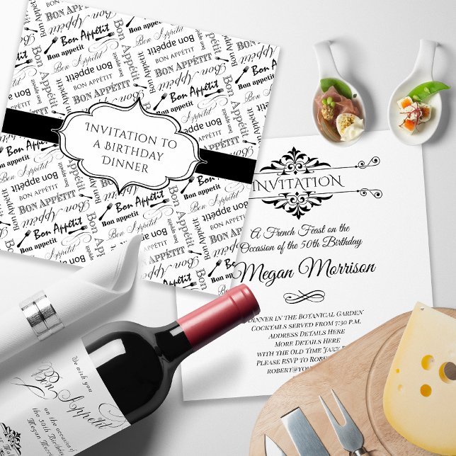 French Dinner Party Birthday for Gourmet Thank You Card (Creator Uploaded)