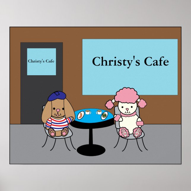French Dogs at a Cafe Customisable Poster (Front)