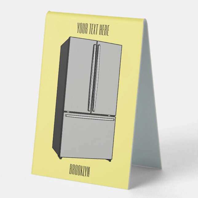 French door refrigerator cartoon illustration (Front)