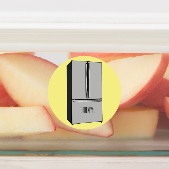 French door refrigerator cartoon illustration (Affixed)