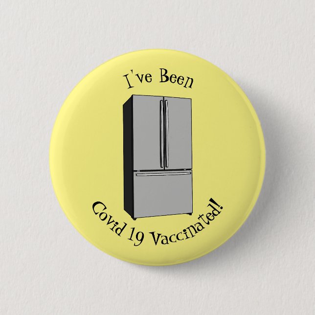French door refrigerator cartoon illustration 6 cm round badge (Front)