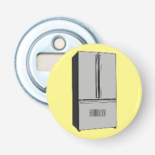 French door refrigerator cartoon illustration bottle opener