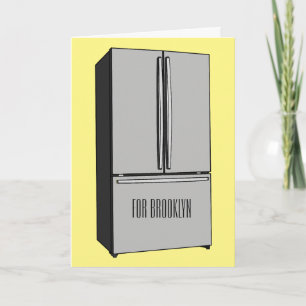 French door refrigerator cartoon illustration card