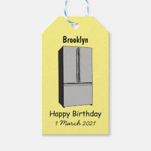 French door refrigerator cartoon illustration gift tags