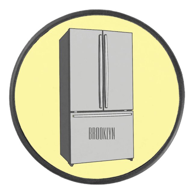 French door refrigerator cartoon illustration hockey puck (Front)