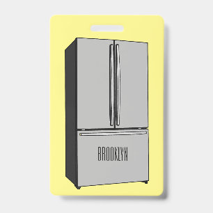 French door refrigerator cartoon illustration ID badge