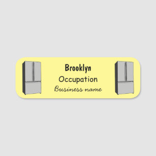 French door refrigerator cartoon illustration name tag