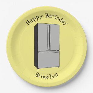French door refrigerator cartoon illustration paper plate