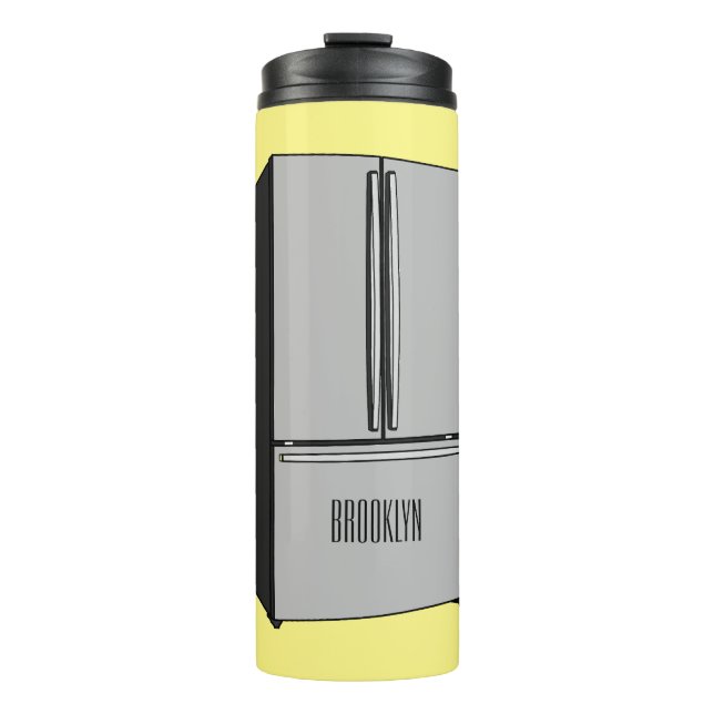 French door refrigerator cartoon illustration thermal tumbler (Front)