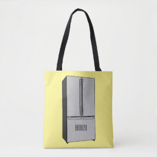 French door refrigerator cartoon illustration tote bag