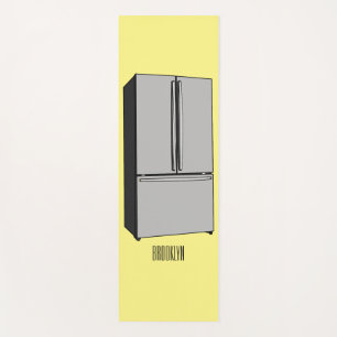French door refrigerator cartoon illustration yoga mat