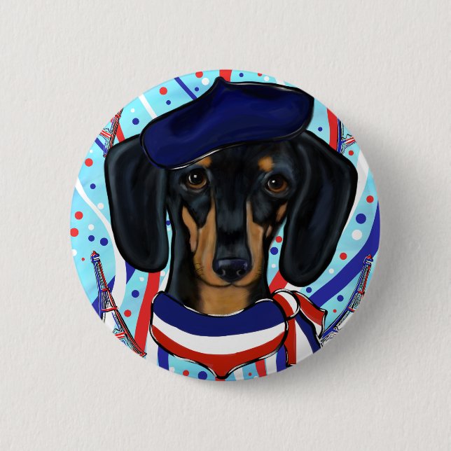 French Doxie 6 Cm Round Badge (Front)