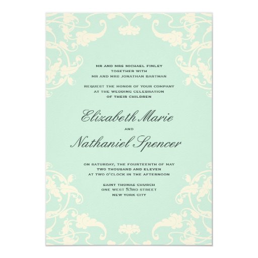 French Dream Wedding Invitation Teal | Zazzle