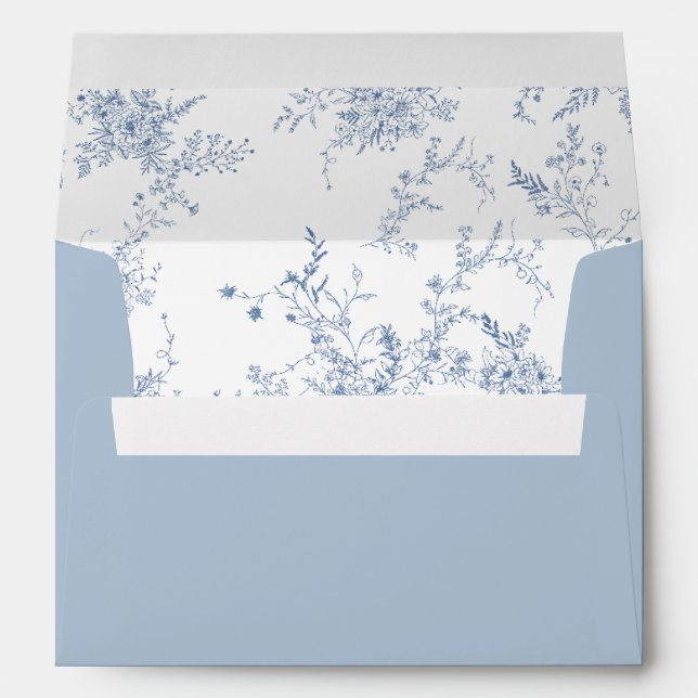 French Dusty Blue Wedding Envelope (Back (Bottom))