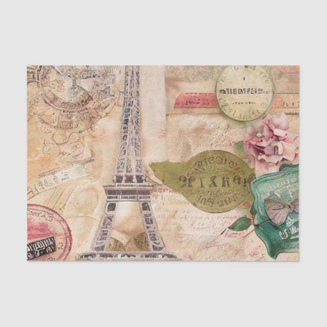 French Effiel Tower Retro Stained Tissue Paper (Front)