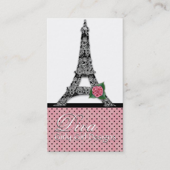 French Eiffel Tower Girly Girl Diva Business Cards (Front)
