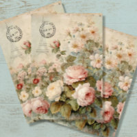 French Eiffel Tower Vintage Floral Pink Decoupage