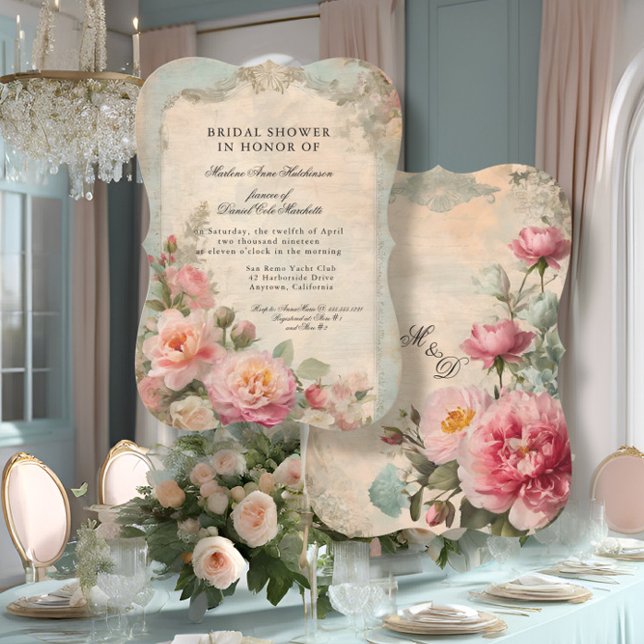 French Elegant Floral Vintage Bridal Shower Tea Invitation (Creator Uploaded)