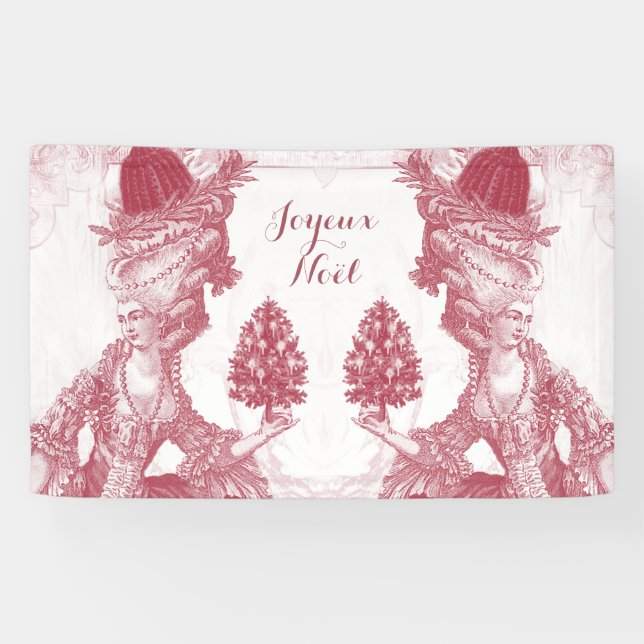 French elegant Marie Antoinette Joyeux Noel Banner (Horizontal)