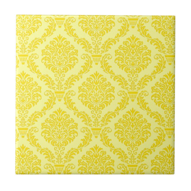 French Empire Damask in Yellow and Cream Tile (Front)
