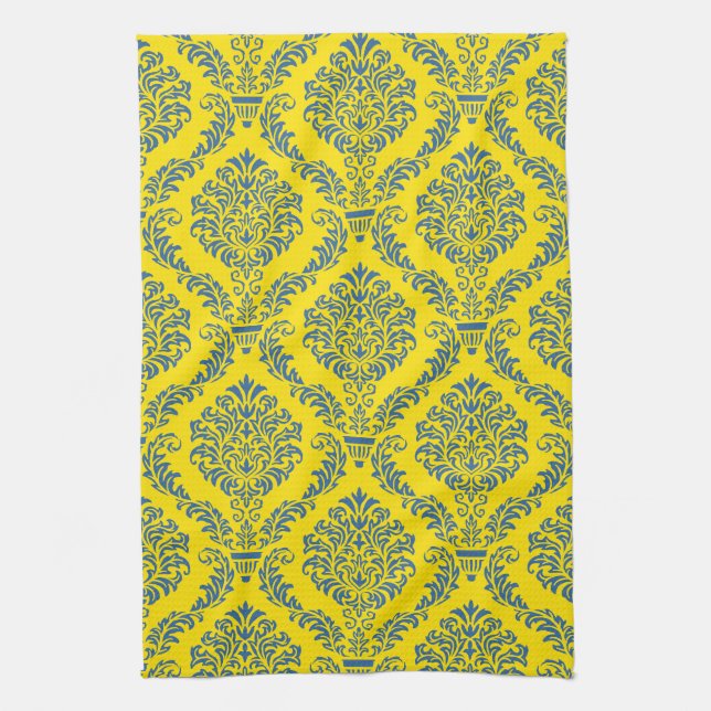 French Empire Damask Pattern #5 Tea Towel (Vertical)