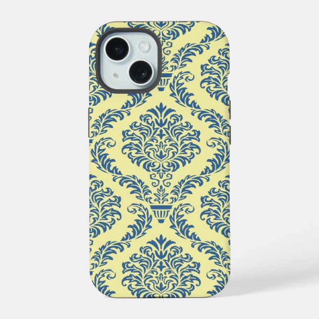 French Empire Damask Pattern #6 iPhone 15 Case (Back)