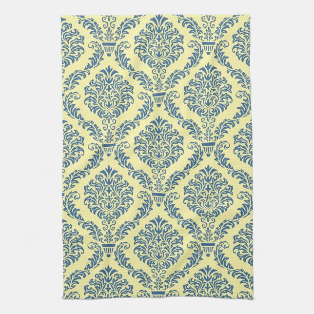 French Empire Damask Pattern #6 Tea Towel (Vertical)
