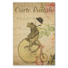 French Ephemera Frog Riding Bicycle Rose Decoupage