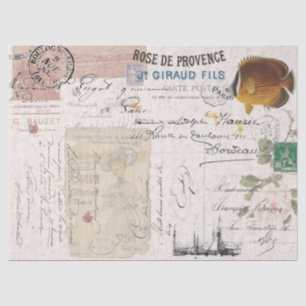 French Ephemera Postal Writings Lady Tissue Paper