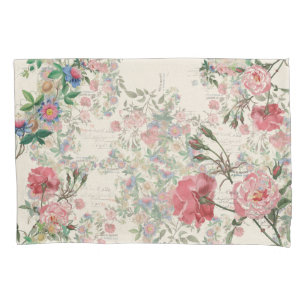 French Ephemera Rose & Passionflowers Pillowcase