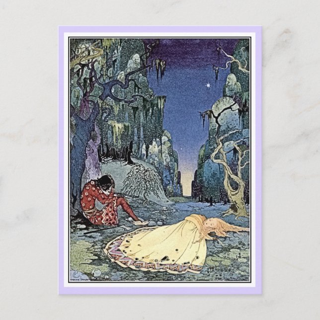 French fairy tales: Violette and Ourson sleeping Postcard (Front)