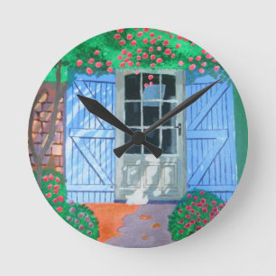 French farm yard round clock