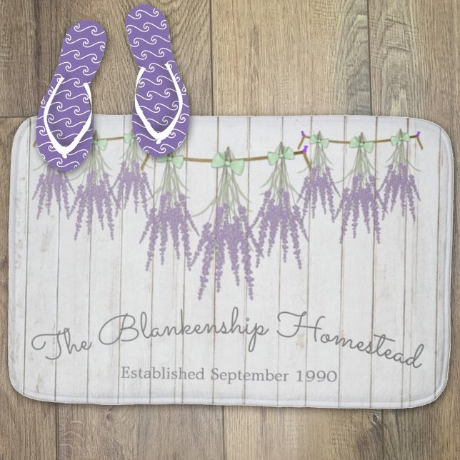 French Farmhouse Lavender Bundles Green Bow Bath Mat (Creator Uploaded)