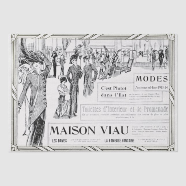 French Fashion Advertisement Lady Frame Decoupage  Tissue Paper (Front)